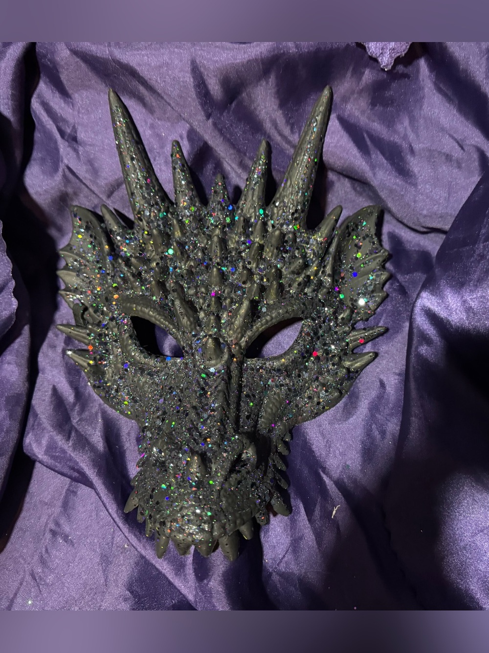 Black Glitter Dragon Mask